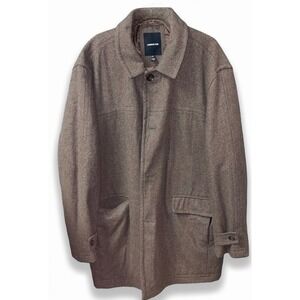 London Fog Mens 2XT Brown Wool Blend Button Front Car Coat Jacket Big and Tall